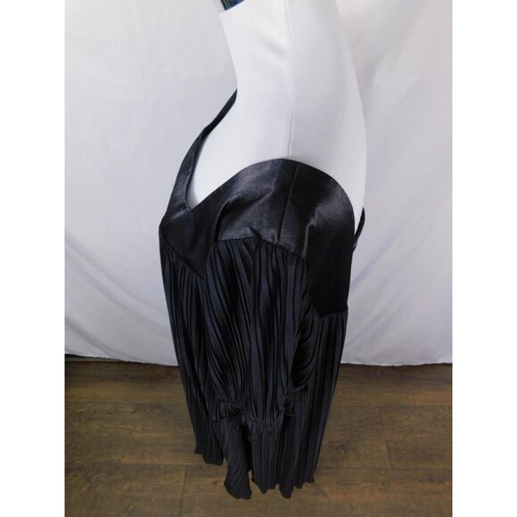 Sunhee Woman Black Pleated Midi Dress 22W - Square Neck Flutter Sleeve - Excelle - Picture 5 of 12